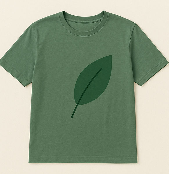 Green t-shirt with leaf graphic – sustainable fashion course